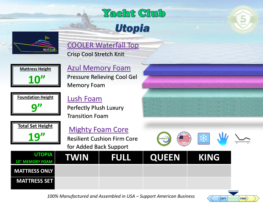 UTOPIA II - COOL MF 10 INCH WATER FALL FOAM MATTRESS 50 % OFF RETAIL FREE SHIPPING!